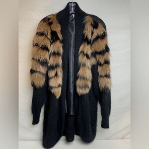 Vintage Genuine Black and Red Fox Fur Luxury Coatigan